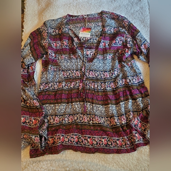Threadzwear Beautiful Boho Flowy Blouse XL - Picture 2 of 4